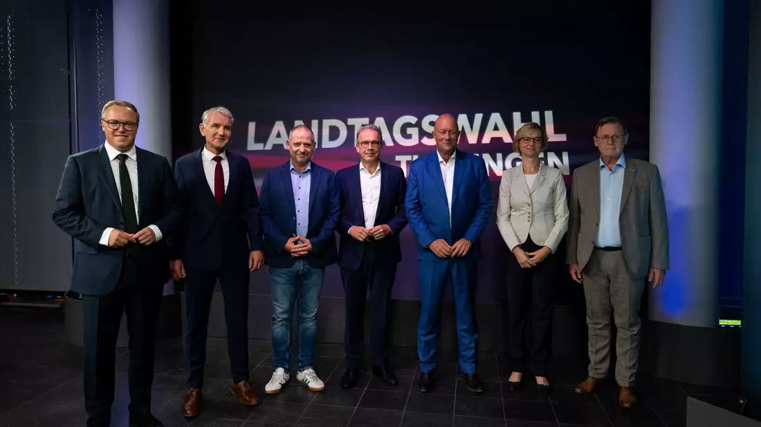 Immer wieder treffen die Spitzekandidaten im Wahlkampf aufeinander. (Archivbild) - Bild: Jacob Schröter/dpa