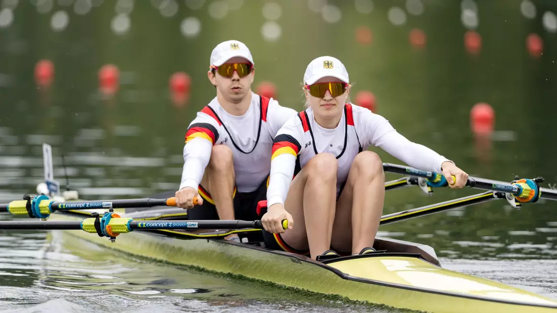 Die Ruderer Jan Helmich und Hermine Krumbein haben bei den Paralympics in Paris die Bronzemedaille gewonnen. - Bild: Philipp Schmidli/KEYSTONE/dpa