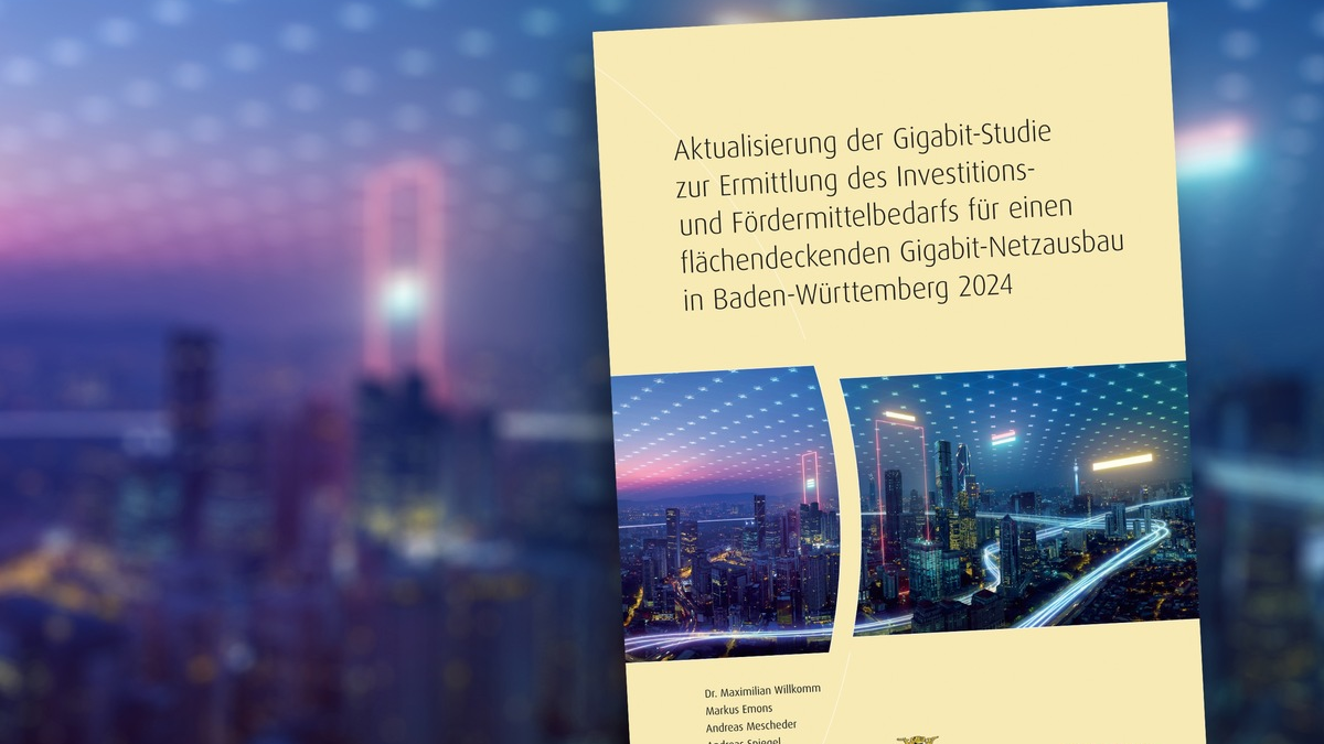 Studie zum Gigabitausbau in Baden-Württemberg 2024: Trotz Fortschritten im Ausbau Fördermittelbedarf von bis zu 3,9 Mrd. EUR für den Vollausbau - Foto: presseportal.de