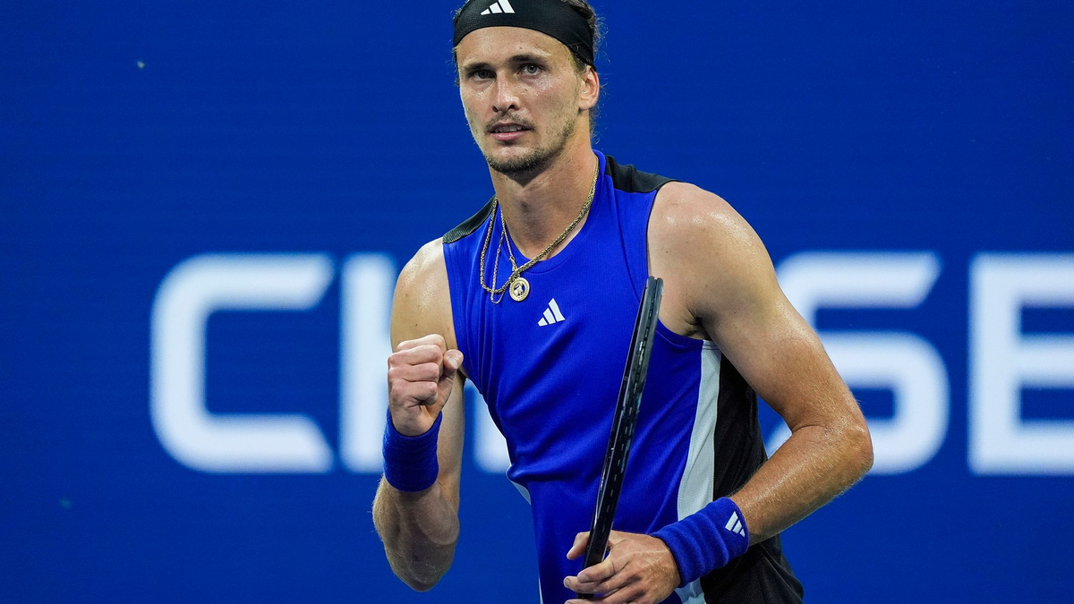 Alexander Zverev bejubelt seinen Viertelfinaleinzug bei den US Open. - Foto: Eduardo Munoz Alvarez/AP/dpa