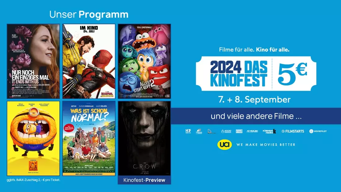 Das KINOFEST in den UCI Kinos / Am 7. und 8. September alle Filme fünf Euro - Bild: presseportal.de