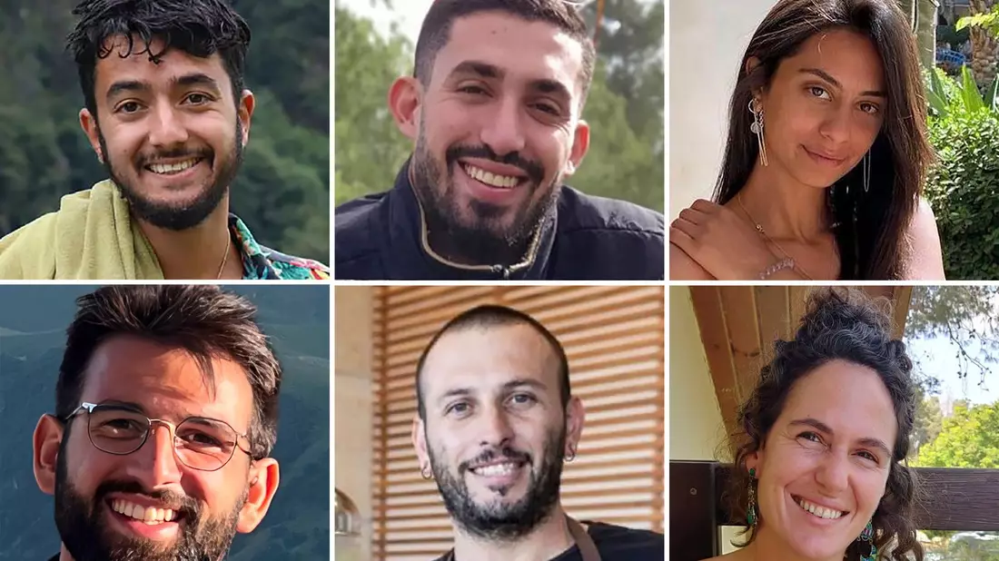 Bilder von sechs Geiseln, die im Gazastreifen tot geborgen wurden - Bild: Uncredited/The Hostages Families Forum/AP