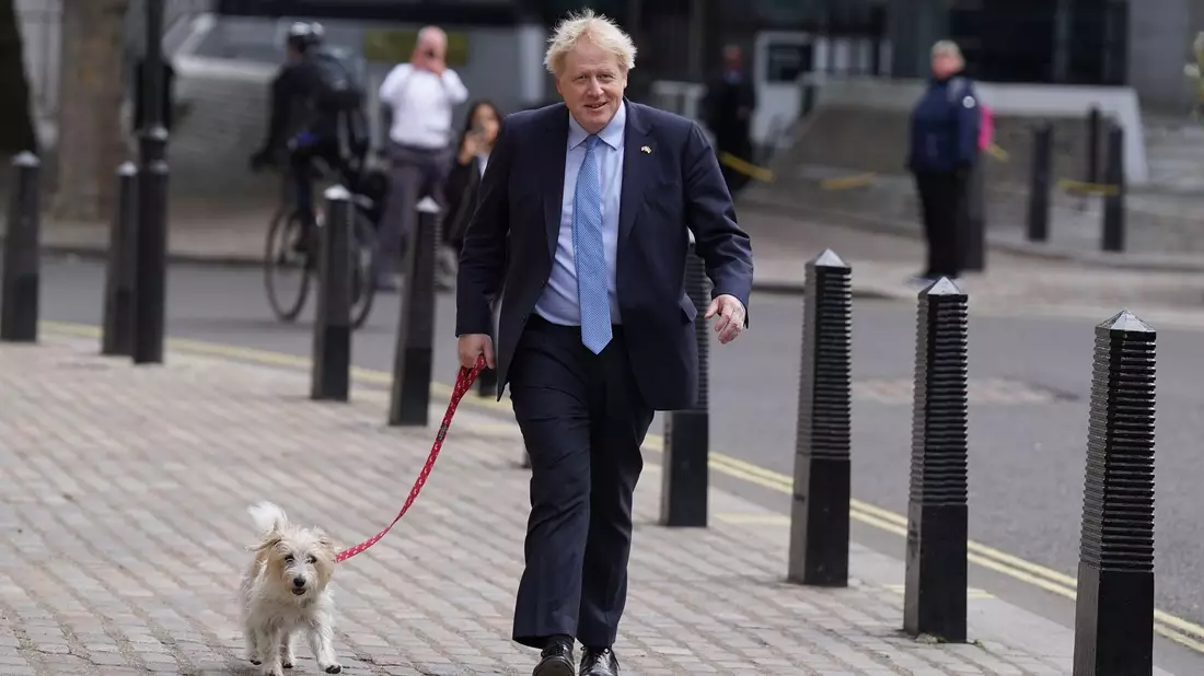 Boris Johnson zeigte sich häufig mit Hund Dilyn. (Archivbild) - Bild: Stefan Rousseau/PA Wire/dpa