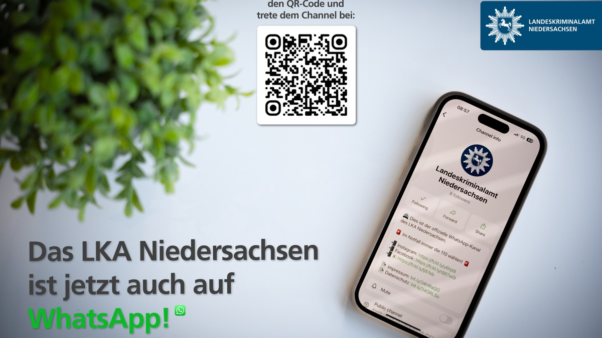 LKA-NI: Landesweite Fahndungen und Präventionshinweise - Landeskriminalamt Niedersachsen informiert künftig auf WhatsApp - Foto: presseportal.de