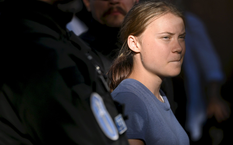 Greta Thunberg – hier bei einer Demonstration in Finnland – ist Berichten zufolge in Dänemark festgenommen worden. (Archivbild) - Foto: Mikko Stig/Lehtikuva/dpa