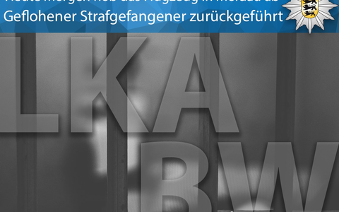 LKA-BW: Gemeinsame Pressemitteilung der Staatsanwaltschaft Karlsruhe - Zweigstelle Pforzheim und des Landeskriminalamtes Baden-Württemberg - Entwichener Strafgefangener ausgeliefert - Foto: presseportal.de