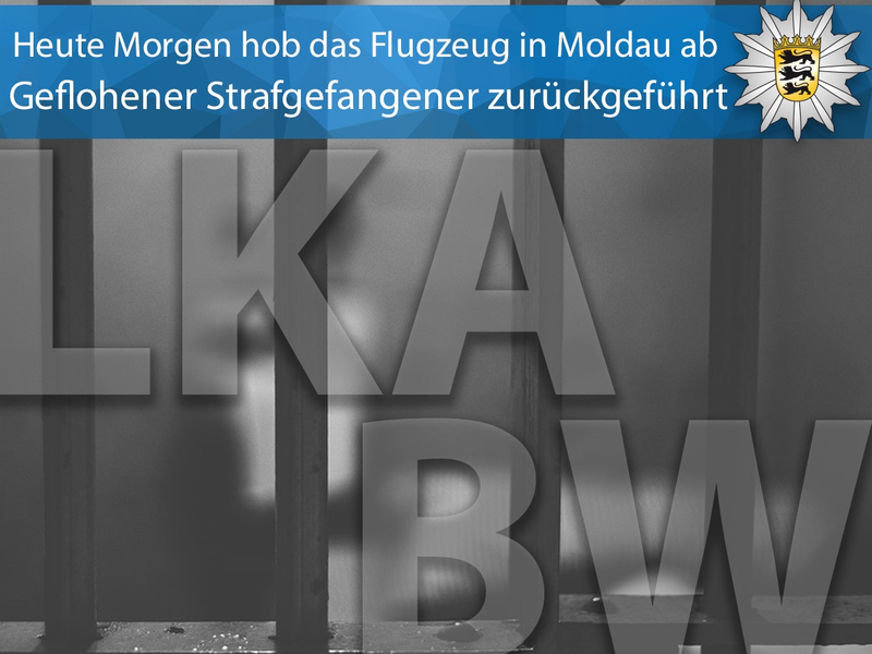 LKA-BW: Gemeinsame Pressemitteilung der Staatsanwaltschaft Karlsruhe - Zweigstelle Pforzheim und des Landeskriminalamtes Baden-Württemberg - Entwichener Strafgefangener ausgeliefert - Foto: presseportal.de