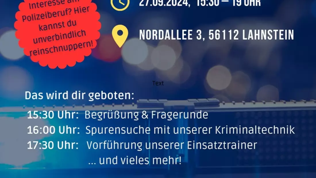 POL-PDKO: Spannender Erlebnistag für Berufsinteressierte bei der Polizei in Lahnstein - Bild: presseportal.de