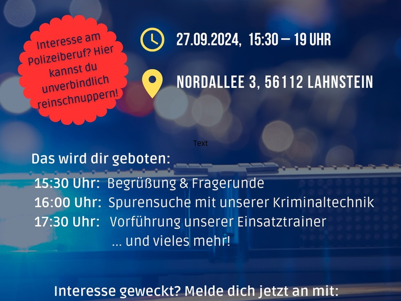 POL-PDKO: Spannender Erlebnistag für Berufsinteressierte bei der Polizei in Lahnstein - Foto: presseportal.de