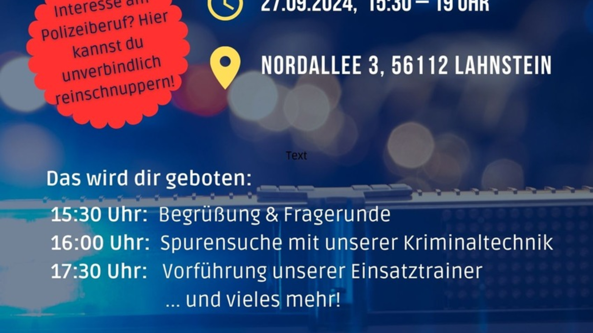 POL-PPKO: Spannender Erlebnistag für Berufsinteressierte bei der Polizei in Lahnstein - Foto: presseportal.de