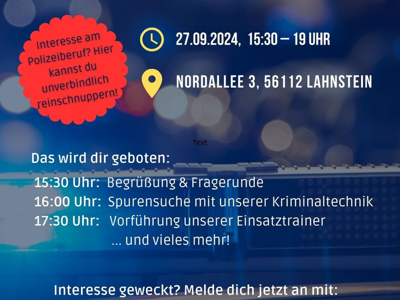 POL-PPKO: Spannender Erlebnistag für Berufsinteressierte bei der Polizei in Lahnstein - Foto: presseportal.de