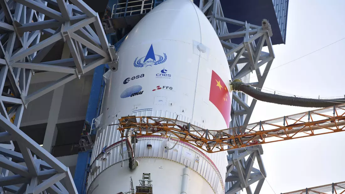 Zwei Trägerraketen vom Typ «Langer Marsch 5» will China nutzen, um zum Mars zu fliegen und von dort Gestein zurückzubringen. (Archivbild) - Bild: Unbekannt/CHINA NATIONAL SPACE ADMIN. CNSA via APA/dpa