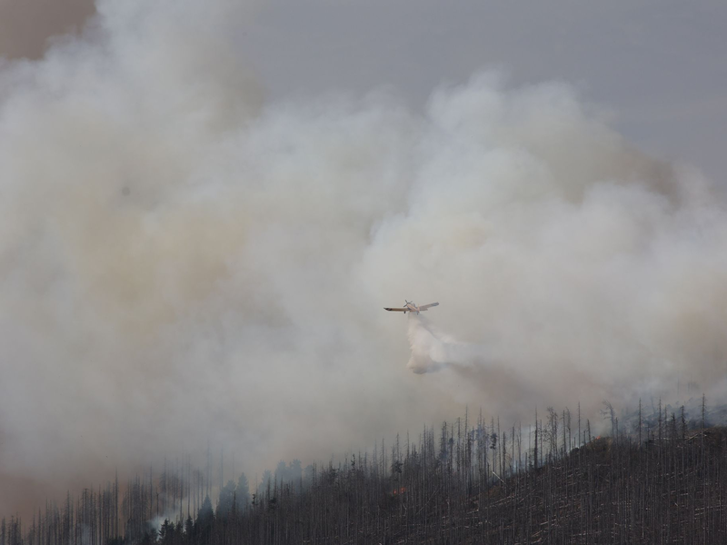 Flammenmeer am Brocken: Erneut ist an Sachsen-Anhalts höchstem Berg ein großer Waldbrand ausgebrochen (Foto aktuell). - Foto: Matthias Bein/dpa