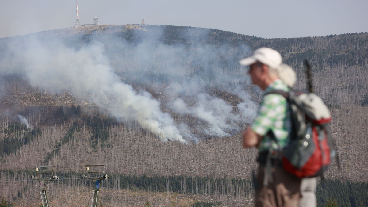 Der Brand unterhalb des Brockens im Harz ist noch nicht unter Kontrolle (Foto aktuell).  - Foto: Matthias Bein/dpa