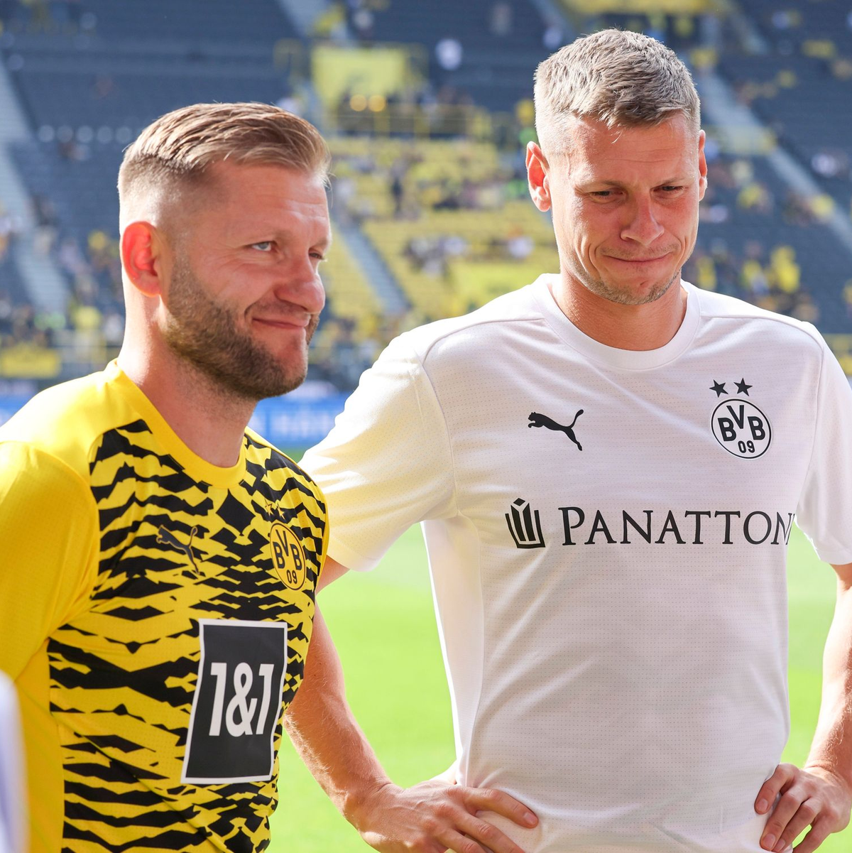 Jakub Blaszczykowski (l) und Lukasz Piszczek vor ihrem Abschiedsspiel - Foto: Christoph Reichwein/dpa