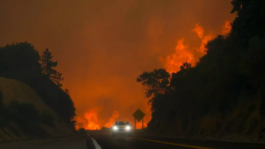 Hunderte Feuerwehrleute sind im Einsatz.  - Bild: Eric Thayer/AP/dpa