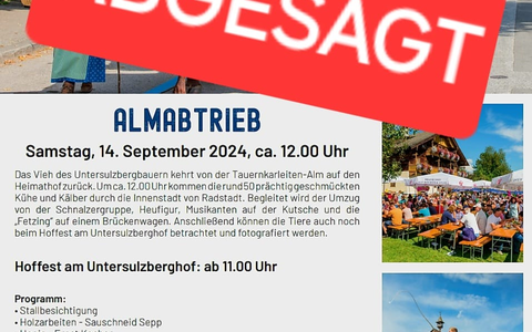 Absage vom Almabtrieb in Radstadt - Foto: Radstadt Tourismus über pressetext.de