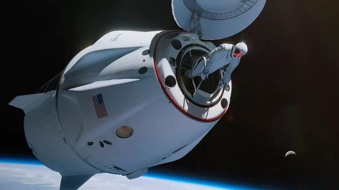 Der Crew Dragon hat keine Schleuse - es geht direkt raus ins All. (Illustration) - Bild: SpaceX/AP/dpa