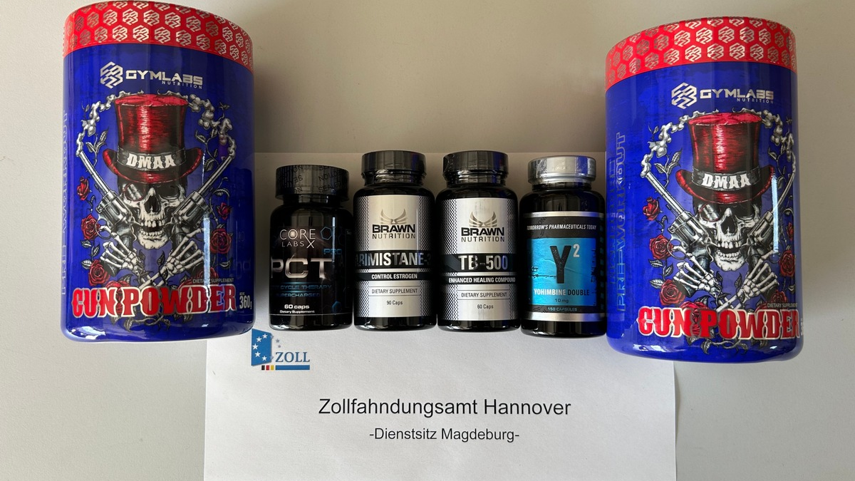 ZOLL-H: Verstoß gegen das Anti-Doping- und das Arzneimittel-Gesetz in Hannover aufgedeckt - beachtliche Sicherstellungsmenge diverser doping- und arzneimittelverdächtiger Stoffe - Foto: presseportal.de