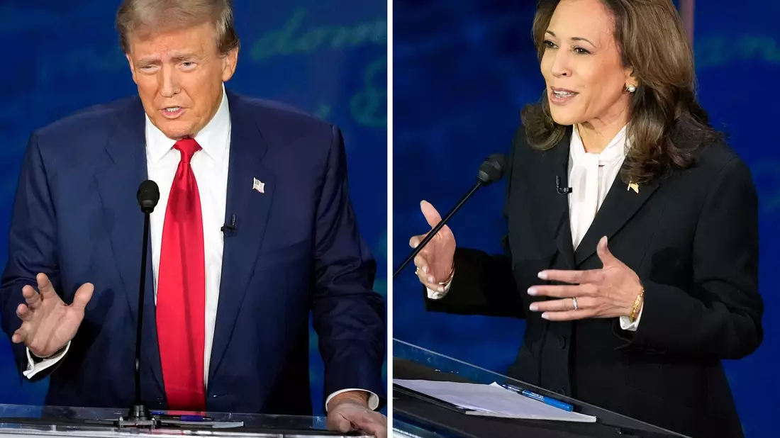 Donald Trump lehnt eine Revanche gegen Kamala Harris auf der Fernsehbühne ab. (Archivbild) - Bild: Alex Brandon/AP/dpa