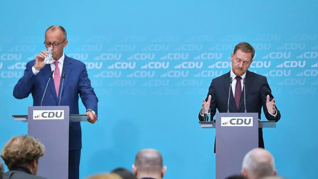 Friedrich Merz und Michael Kretschmer (Archiv) - Bild: über dts Nachrichtenagentur