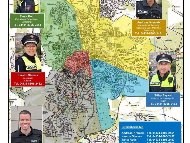 POL-LG: ++ Team der Lüneburger KontaktbeamtInnen komplett - Vorstellung der KontaktbeamtInnen (KoB) in der Hansestadt Lüneburg ++ - Foto: presseportal.de