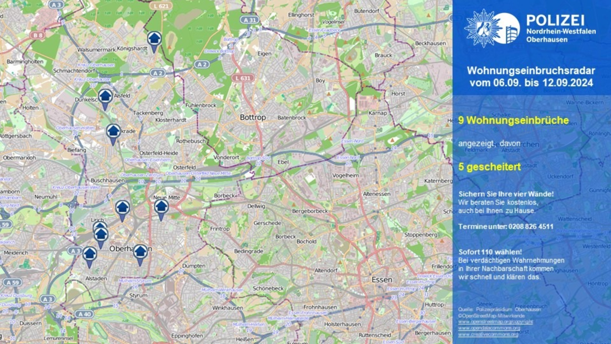 POL-OB: Wohnungseinbruchsradar in Oberhausen - Foto: presseportal.de