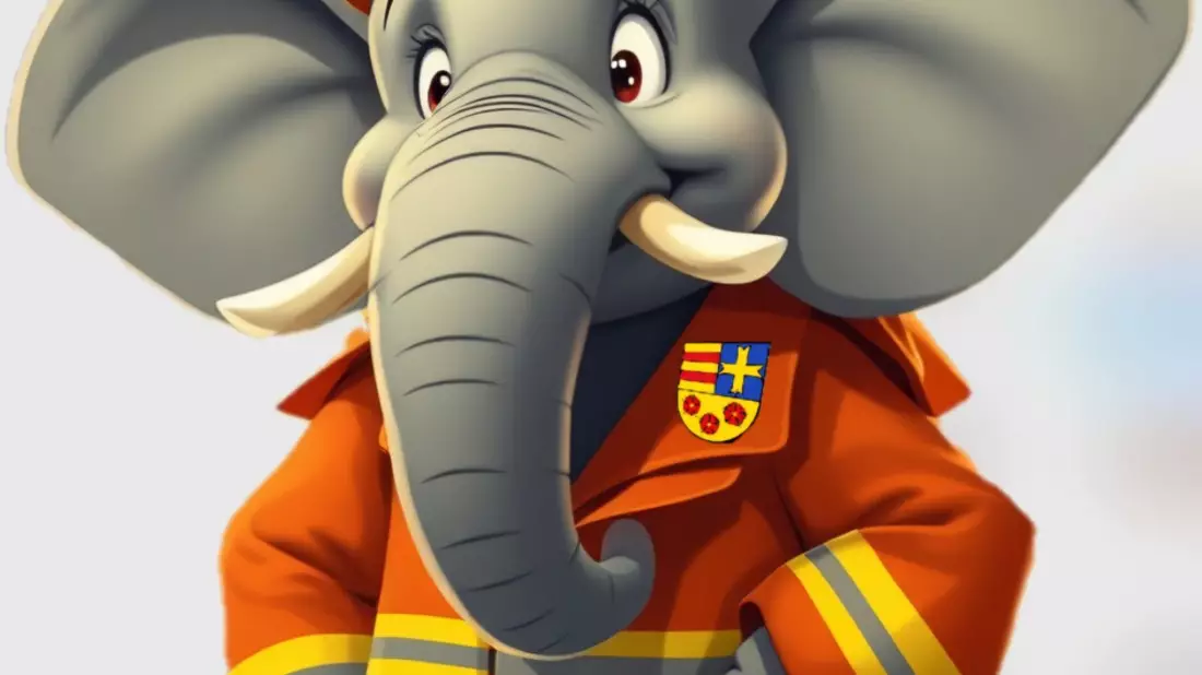 FW-OLL: Flo der Elefant - Das neue Maskottchen der Kreisjugendfeuerwehr - Bild: presseportal.de