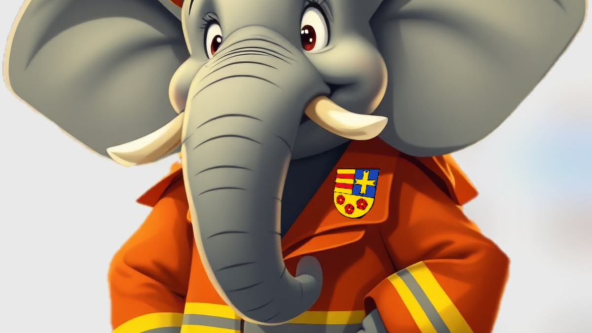 FW-OLL: Flo der Elefant - Das neue Maskottchen der Kreisjugendfeuerwehr - Foto: presseportal.de