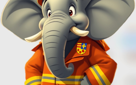 FW-OLL: Flo der Elefant - Das neue Maskottchen der Kreisjugendfeuerwehr - Foto: presseportal.de