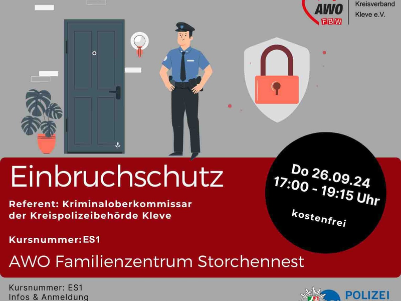 POL-KLE: Kleve - Einbruchschutz: Kostenfreier Vortrag mit Präventionshinweisen von Kreispolizeibehörde Kleve und AWO - Foto: presseportal.de