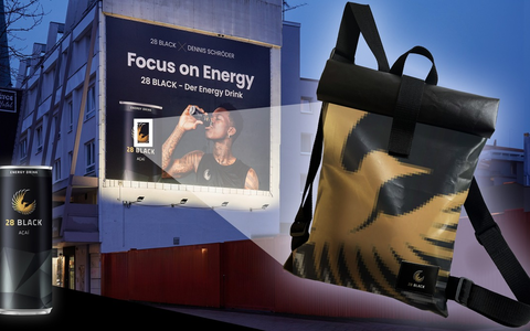 28 Black zeigt nachhaltige Innovation mit Stil / 28 Black Riesenposter mit Dennis Schröder werden zu stylischen Upcycling-Rucksäcken / Bald zu gewinnen! - Foto: presseportal.de