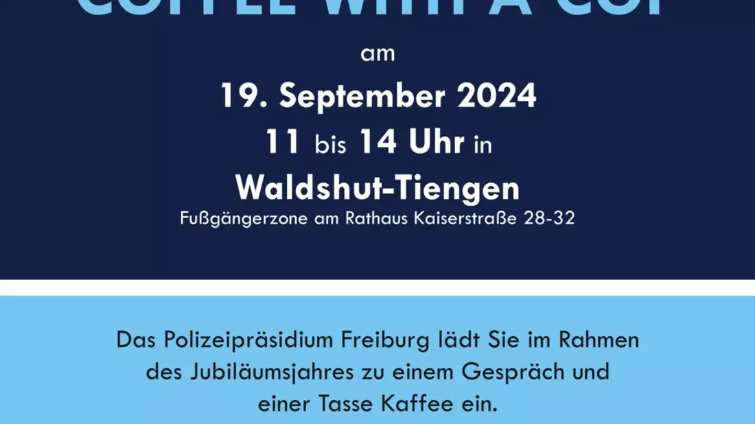 POL-FR: Waldshut-Tiengen: 10 Jahre Polizeipräsidium Freiburg - Einladung zum Coffee with a cop - Bild: presseportal.de