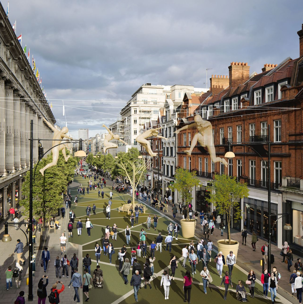 So könnte die Oxford Street in wenigen Jahren aussehen. - Foto: Mayor Of London/PA Media/dpa