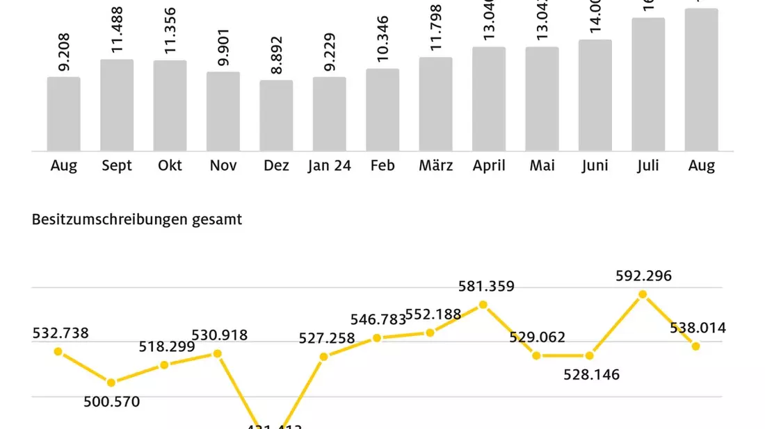 Zulassungstief im August - auch bei E-Fahrzeugen / Gebrauchtwagenmarkt: Halterwechsel bei E-Autos auf Allzeithoch - Bild: presseportal.de