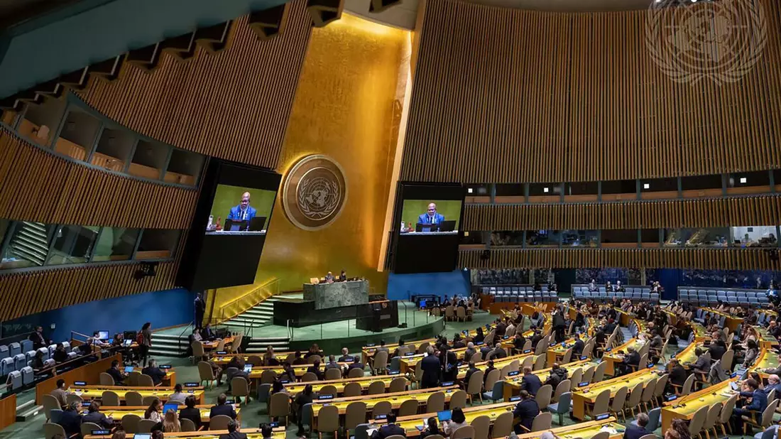 Der Saal der Vollversammlung der Vereinten Nationen. (Archivbild) - Bild: Manuel Elias/UN Photo/dpa