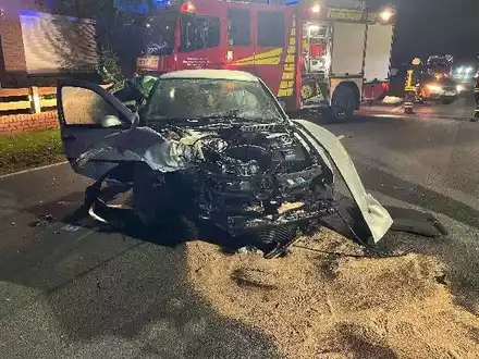 POL-NI: Eystrup - VW-Fahrer kommt von Fahrbahn ab und kollidiert mit einem Baum - Foto: presseportal.de