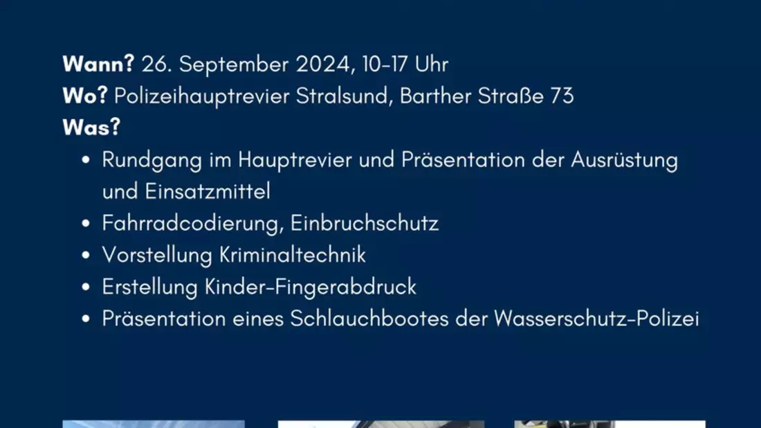 POL-HST: Blaulichttag im Polizeihauptrevier Stralsund am 26. September 2024 - Bild: presseportal.de