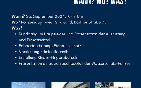 POL-HST: Blaulichttag im Polizeihauptrevier Stralsund am 26. September 2024 - Foto: presseportal.de