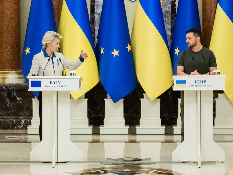 EU-Kommissionspräsidentin von der Leyen reiste zum achten Mal seit Kriegsbeginn in die Ukraine. - Foto: Christoph Soeder/dpadpa-ENR-Pool/dpa