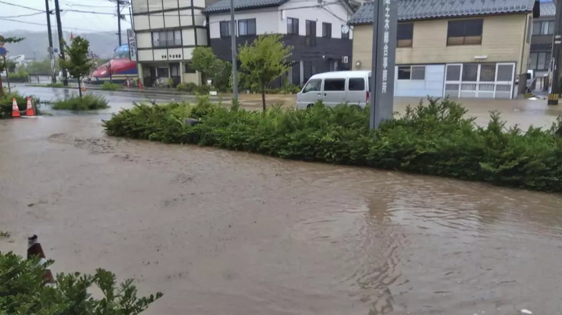 Überflutungen in Wajima. - Bild: Uncredited/Kyodo News/AP