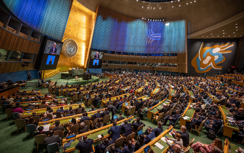 Vor der Vollversammlung bei den Vereinten Nationen stand am Wochenende der UN-Zukunftsgipfel, hier mit einer Aufnahme der Rede von Bundeskanzler Olaf Scholz (SPD). - Foto: Michael Kappeler/dpa Vor der Vollversammlung bei den Vereinten Nationen stand am Wochenende der UN-Zukunftsgipfel, hier mit einer Aufnahme der Rede von Bundeskanzler Olaf Scholz (SPD). - Foto: Michael Kappeler/dpa