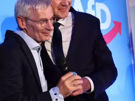 Auf der Wahlparty der AfD wurde auch das sogenannte Abschiebelied gesungen. (Archivbild) - Foto: Christoph Soeder/dpa