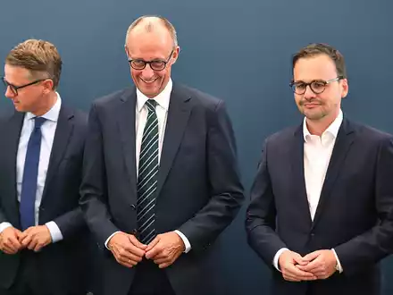 Carsten Linnemann, Friedrich Merz, Jan Redmann am 23.09.2024 - Foto: über dts Nachrichtenagentur