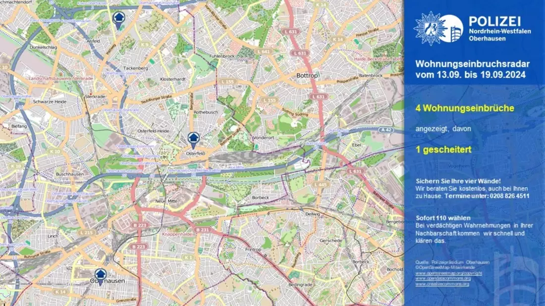 POL-OB: Wohnungseinbruchsradar in Oberhausen - Bild: presseportal.de