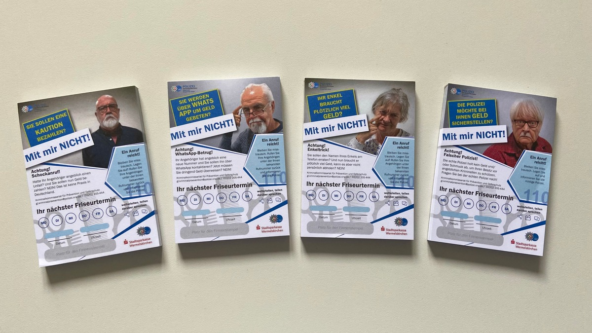 POL-RBK: Wermelskirchen / Rhein.-Berg. Kreis - Kriminalprävention wird von der Sparkasse Wermelskirchen und der Friseurinnung unterstützt - Foto: presseportal.de