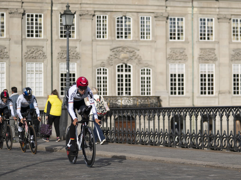 Marco Brenner führt das deutsche Zeitfahr-Trio an. - Foto: Til Buergy/KEYSTONE/dpa