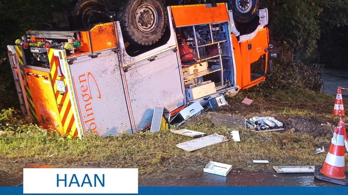 POL-ME: Alleinunfall mit einem Tanklöschfahrzeug der Feuerwehr - Haan - 2409094 - Foto: presseportal.de
