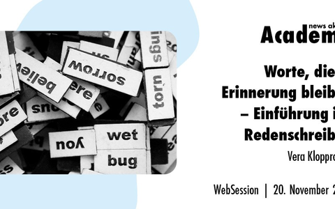 Worte, die in Erinnerung bleiben - Einführung ins Redenschreiben / Ein Online-Seminar der news aktuell Academy - Foto: presseportal.de Worte, die in Erinnerung bleiben - Einführung ins Redenschreiben / Ein Online-Seminar der news aktuell Academy - Foto: presseportal.de