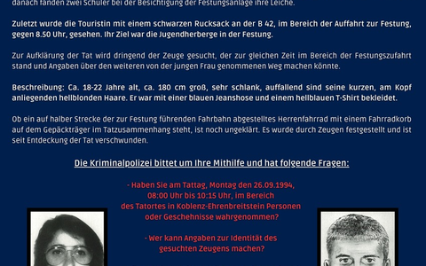 POL-PPKO: Cold Case - Der Mordfall Amy Lopez: Polizei ermittelt auch nach 30 Jahren weiter - Foto: presseportal.de